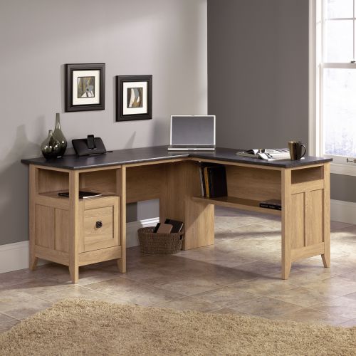 Home Study Home Office L-Shaped Desk Dover Oak with Slate Finish - 5412320 DD