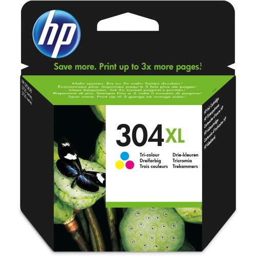 HP 304XL Tricolour High Capacity Ink Cartridge 7ml - N9K07AE