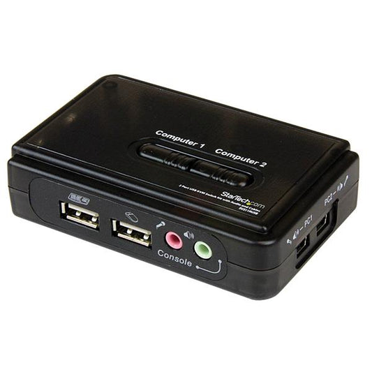 2 Port USB KVM Switch Audio and Cables