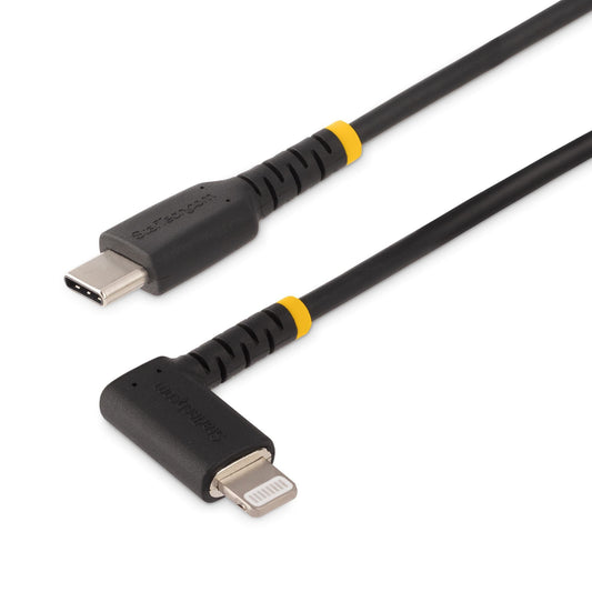 1m USB C to Lightning Angled Cable Black