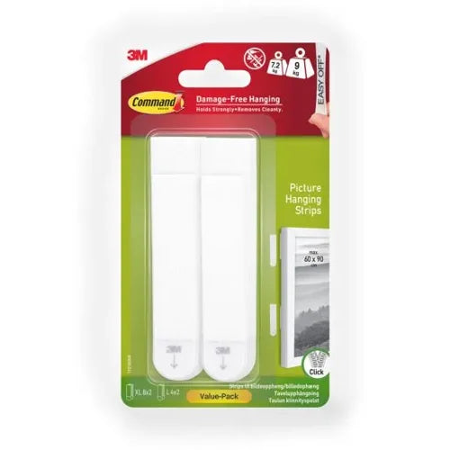 3M Command 4 Large and 8 XL Picture Hanging Strips Value Pack White (Pack 12) - 7100306206
