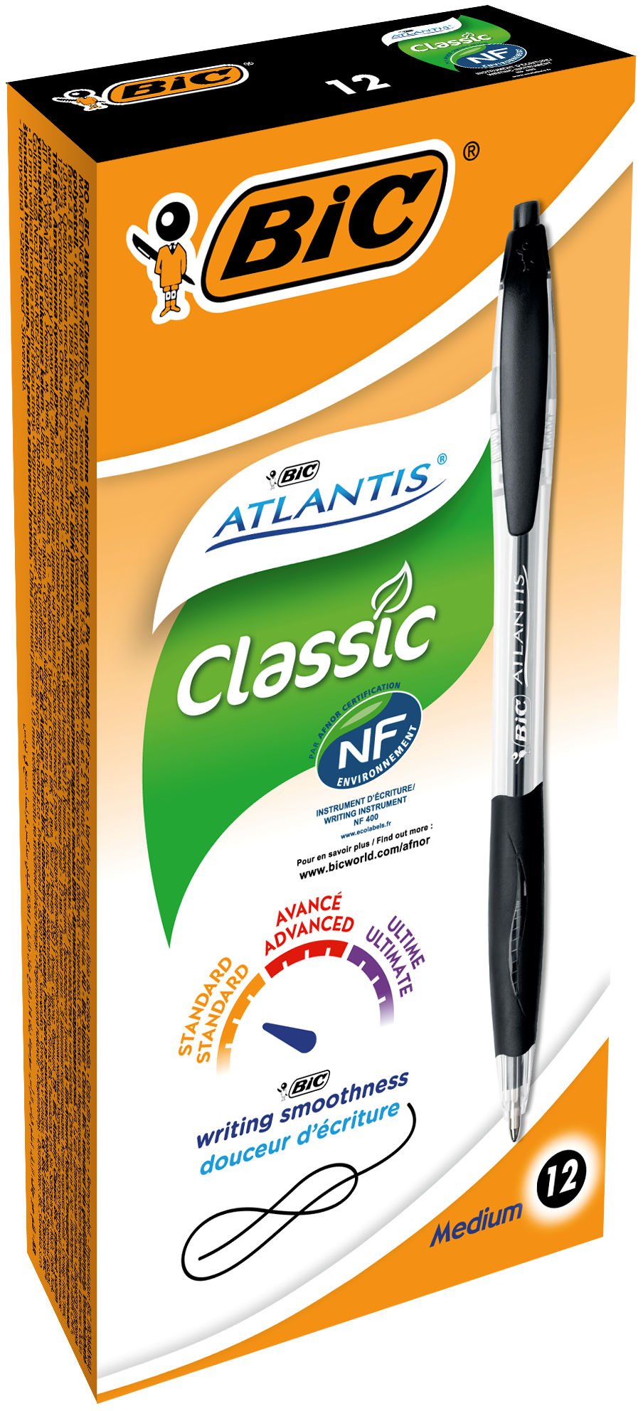 BIC Atlantis Black Retractable Ballpoint Pen Pack of 12