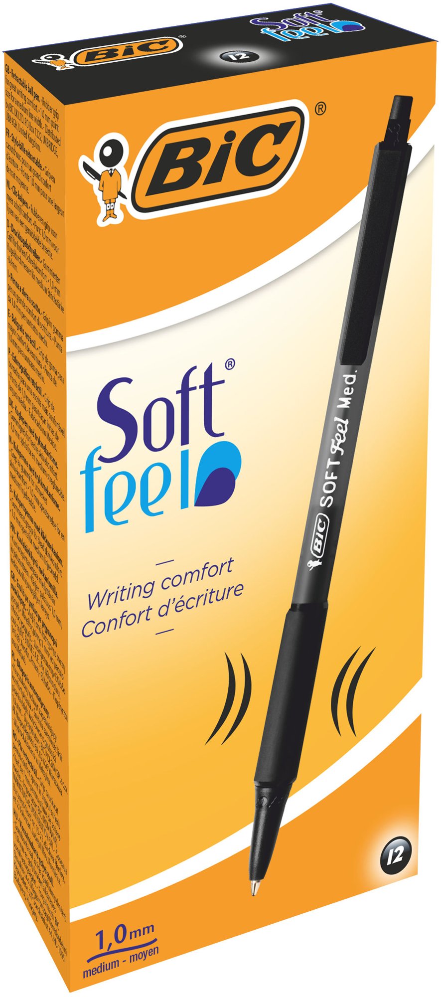 BIC Soft Feel Clic Retractable Ballpoint Pen Black Pack of 12