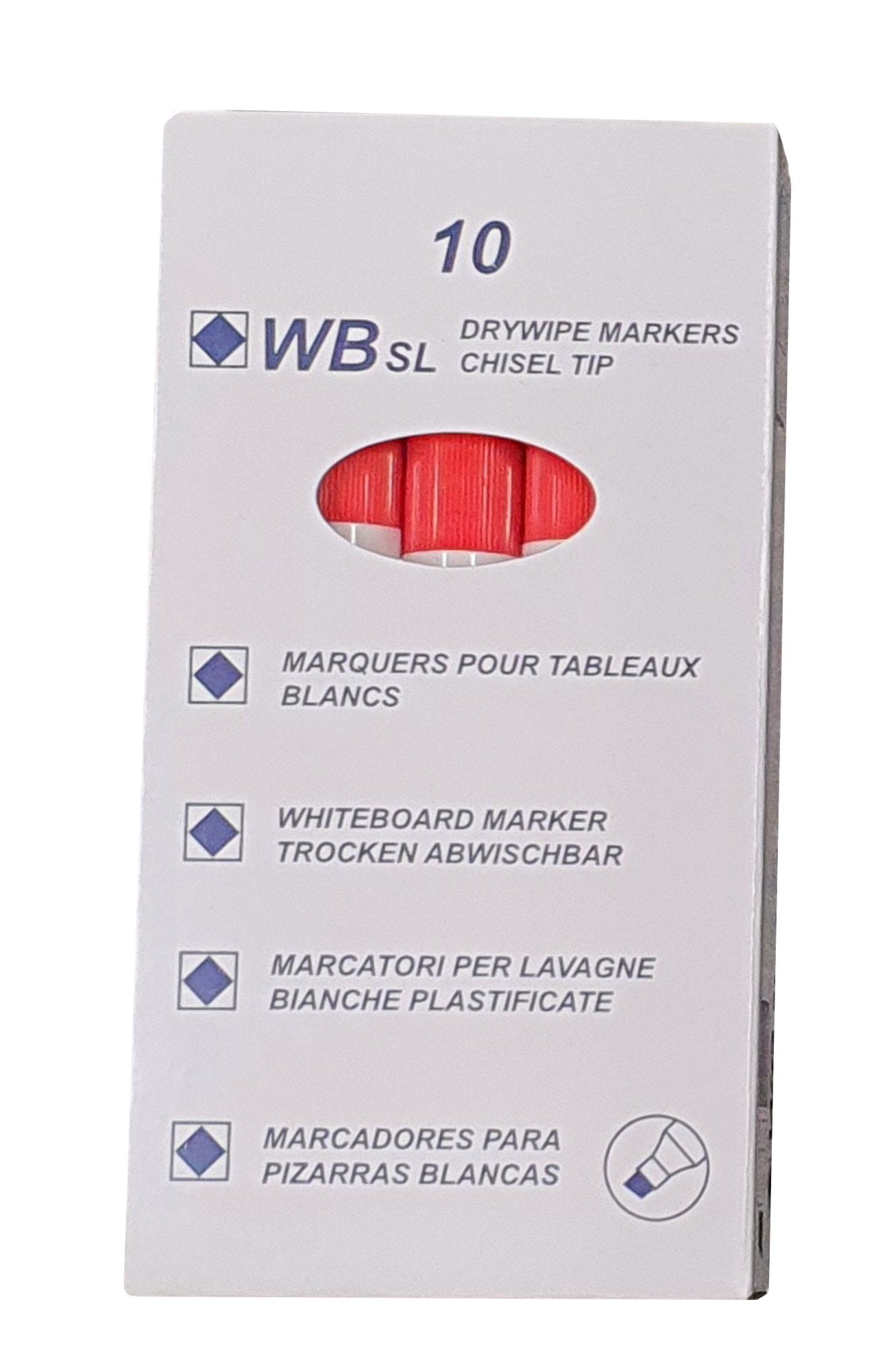Drywipe Chisel Tip Marker Red (10)