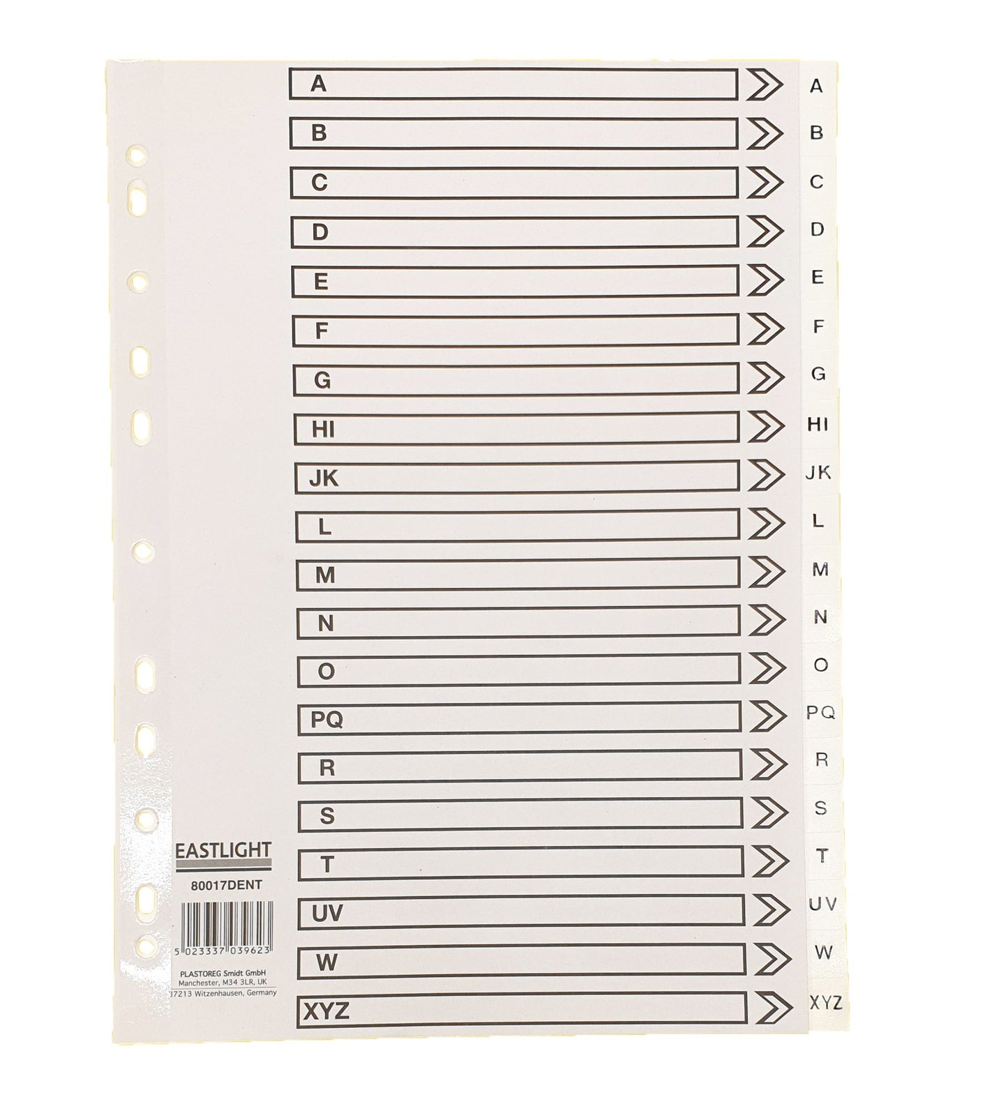 Index Polypropylene A4 A-Z White