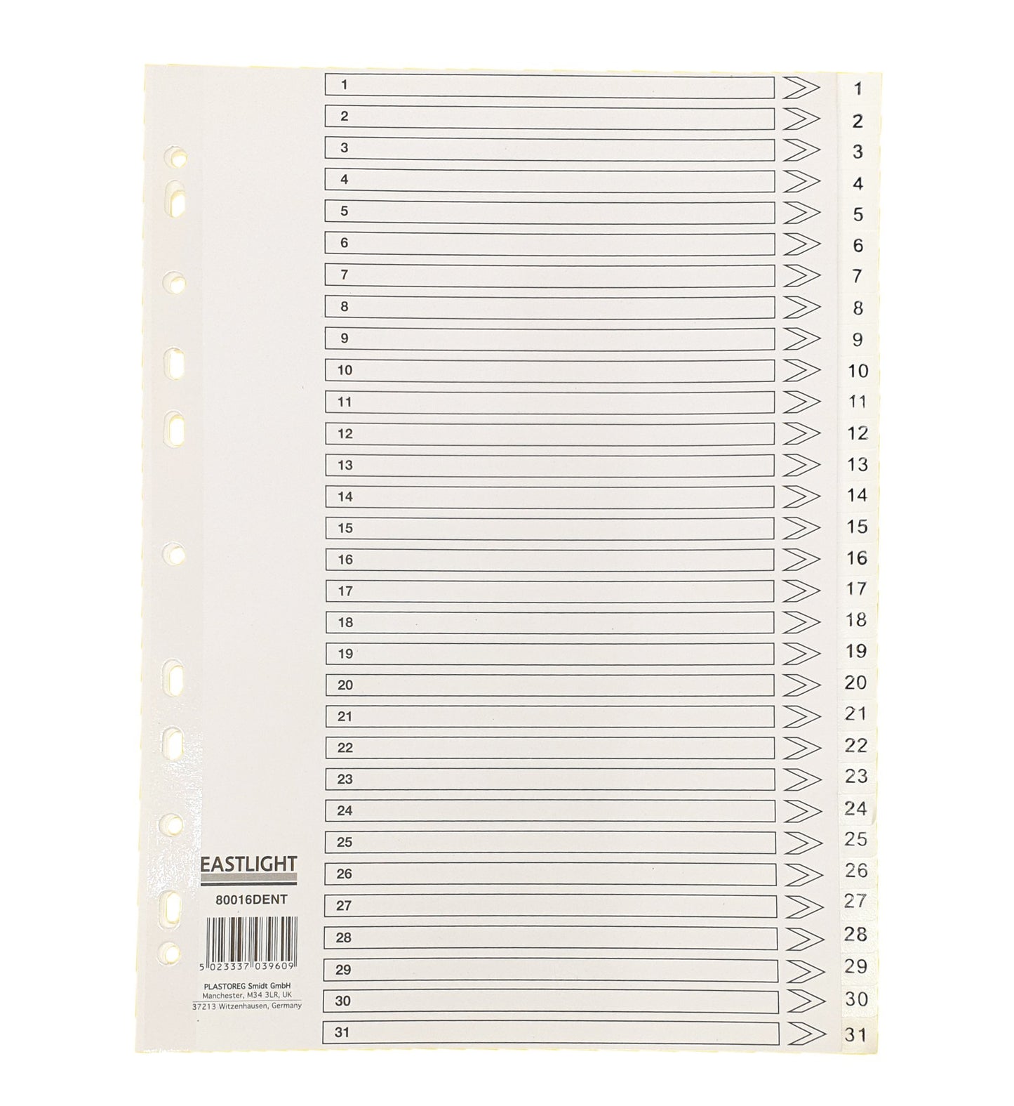 Index Polypropylene A4 1-31 White