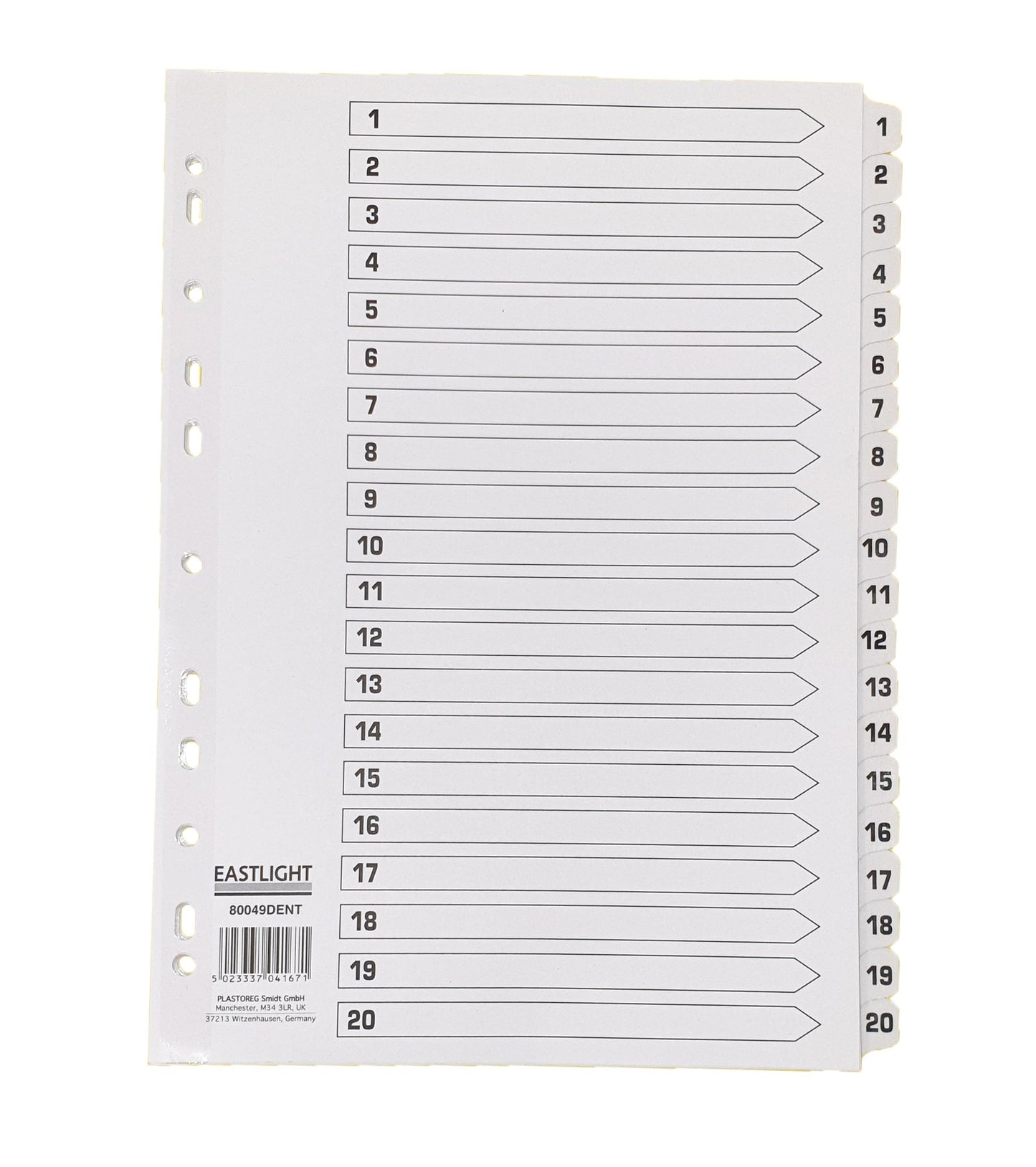 Index White Clear Tabs 1-20