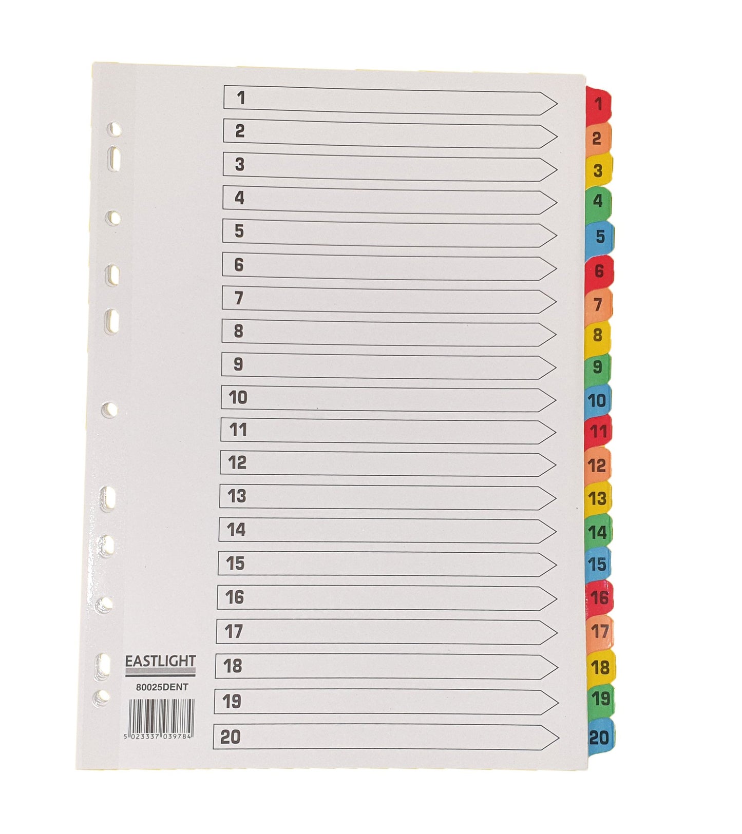 Index White Multicolour Tabs 1-20