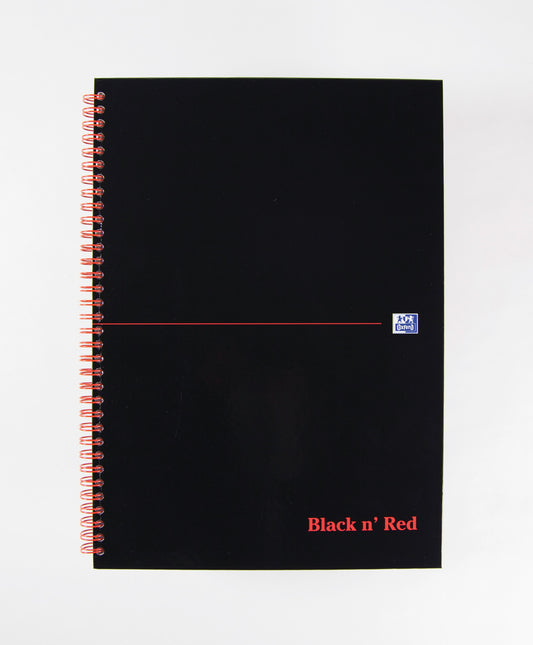Black n Red Notebook Wirebound A4 Hardback A-Z Ruled 140 Pages 100080232