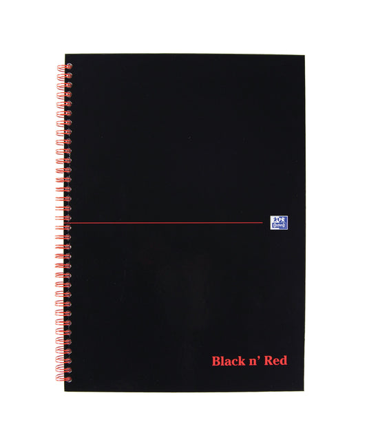 Black n Red A4 Wirebound Hard Cover Notebook Ruled 140 Pages Black/Red (Pack 5) - 100103711