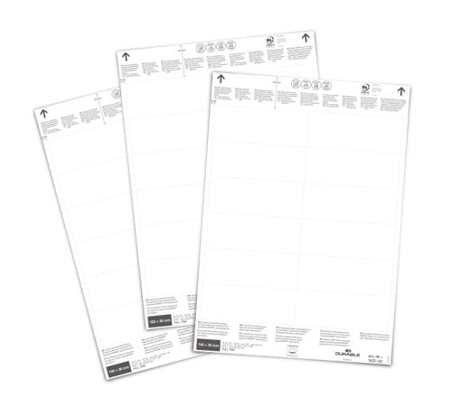 Durable Printable Insert Sheets for Ticket Holders Labels 100x38mm (Pack 240) - 102202
