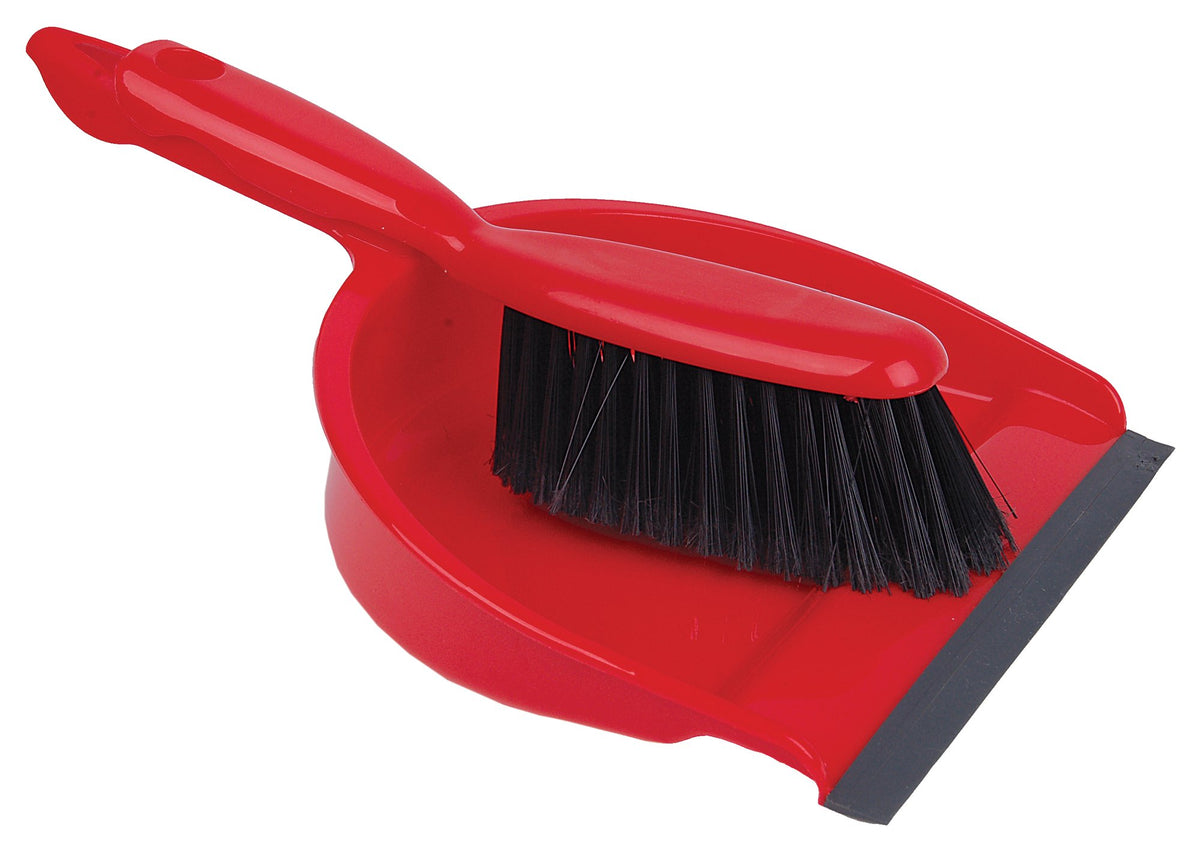 Dustpan and Brush Set Soft Bristle Red