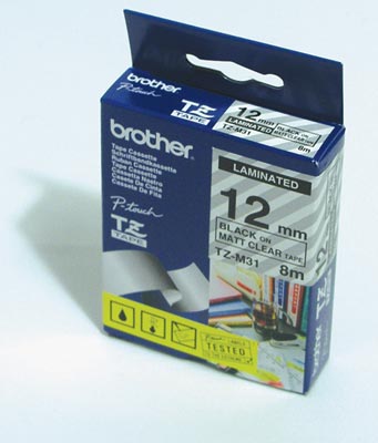 12MM BLACK ON WHITE FLEXI TAPE 8M LONG