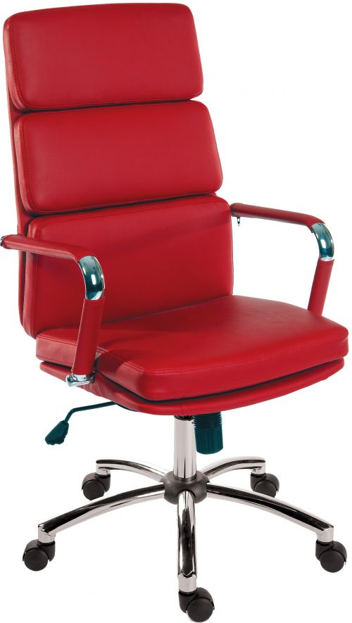 Deco Retro Style Faux Leather Executive Office Chair Red - 1097RD DD
