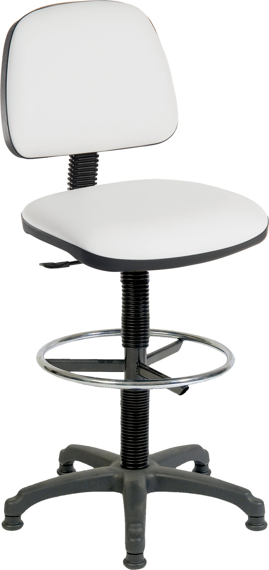 Teknik Office Ergo Blaster Draughtsman Medium Back PU Operator Office Chair With Ring Kit Conversion and Fixed Footrest White - 1100PUWHI/1163 DD