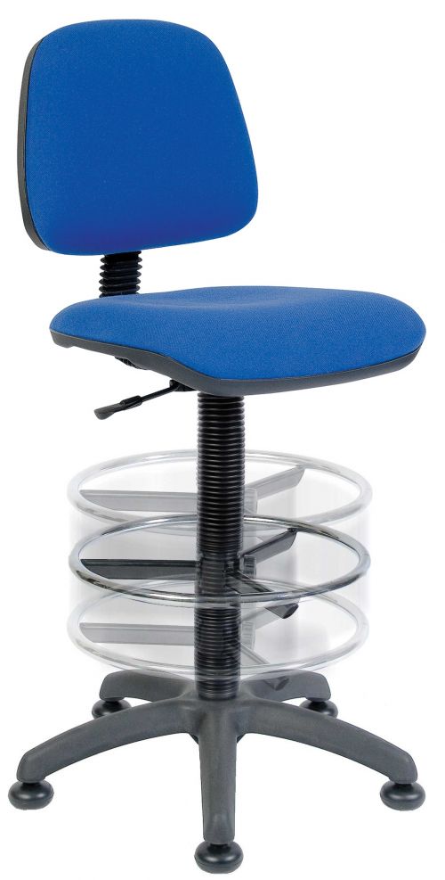 Ergo Blaster Deluxe Draughter Medium Back Fabric Operator Office Chair with Fixed Arms Blue - 11001164BL/0288 DD