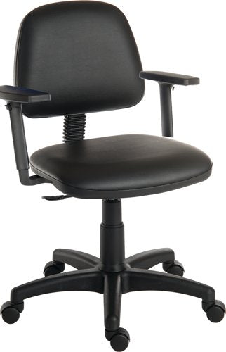 Ergo Blaster Medium Back PU Operator Office Chair with Height Adjustable Arms Black - 1100PUBLK/0280 DD