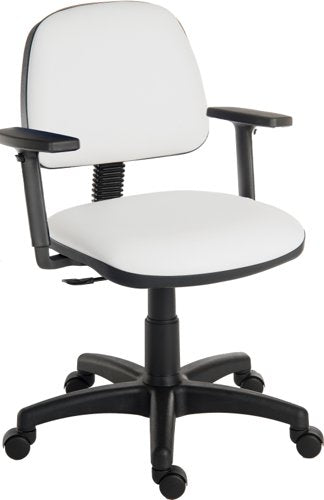 Ergo Blaster Medium Back PU Operator Office Chair with Height Adjustable Arms White - 1100PUWHI/0280 DD