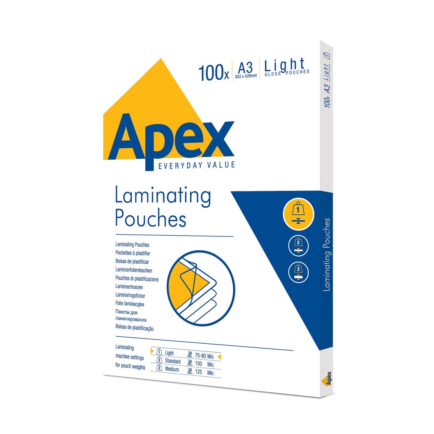 Apex Laminating Pouch A3 Light Duty - 100pk