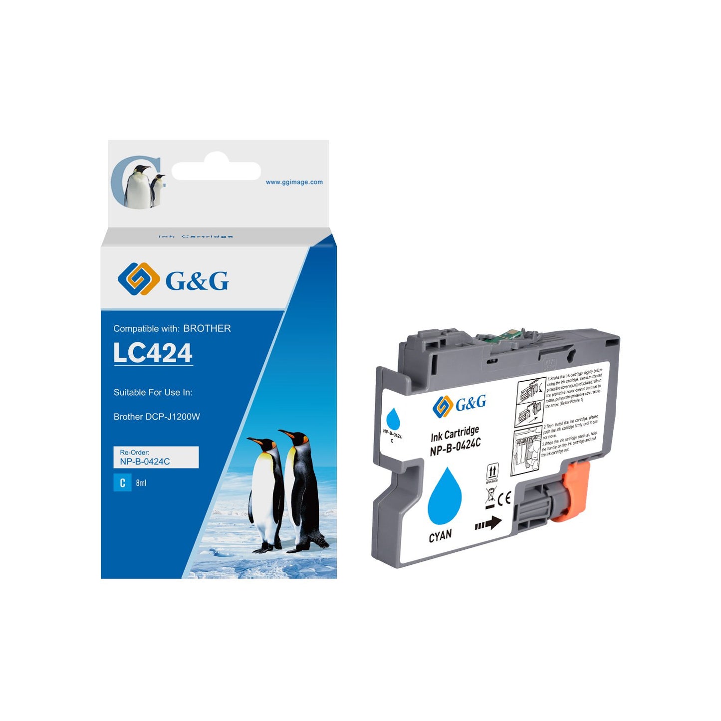 Compatible Brother LC424C Cyan Ink Cartridge 8ml Dye 750 Pages