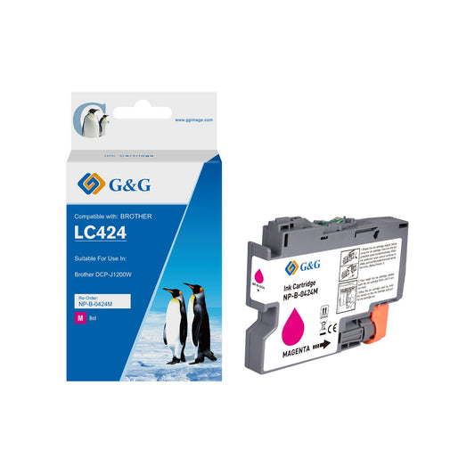 Compatible Brother LC424M Magenta Ink Cartridge 8mll Dye 750 Pages