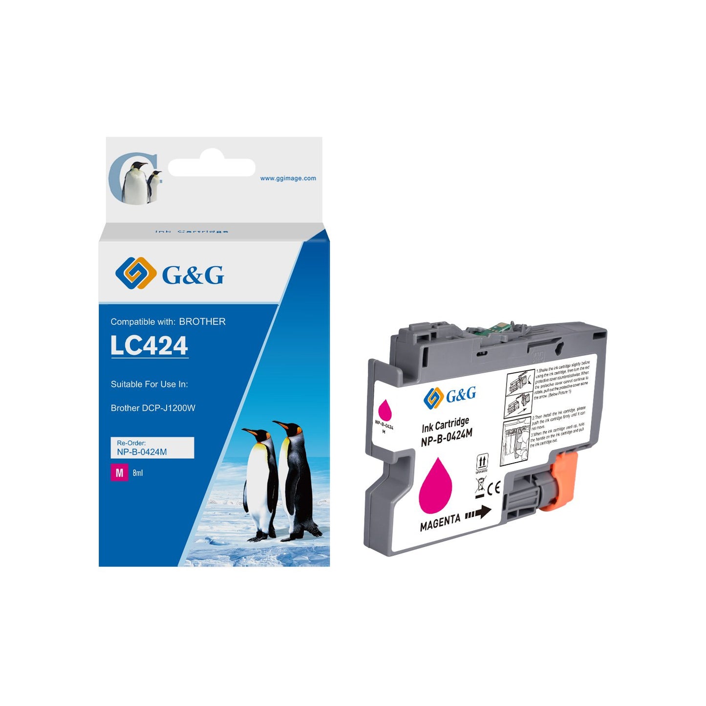 Compatible Brother LC424M Magenta Ink Cartridge 8mll Dye 750 Pages
