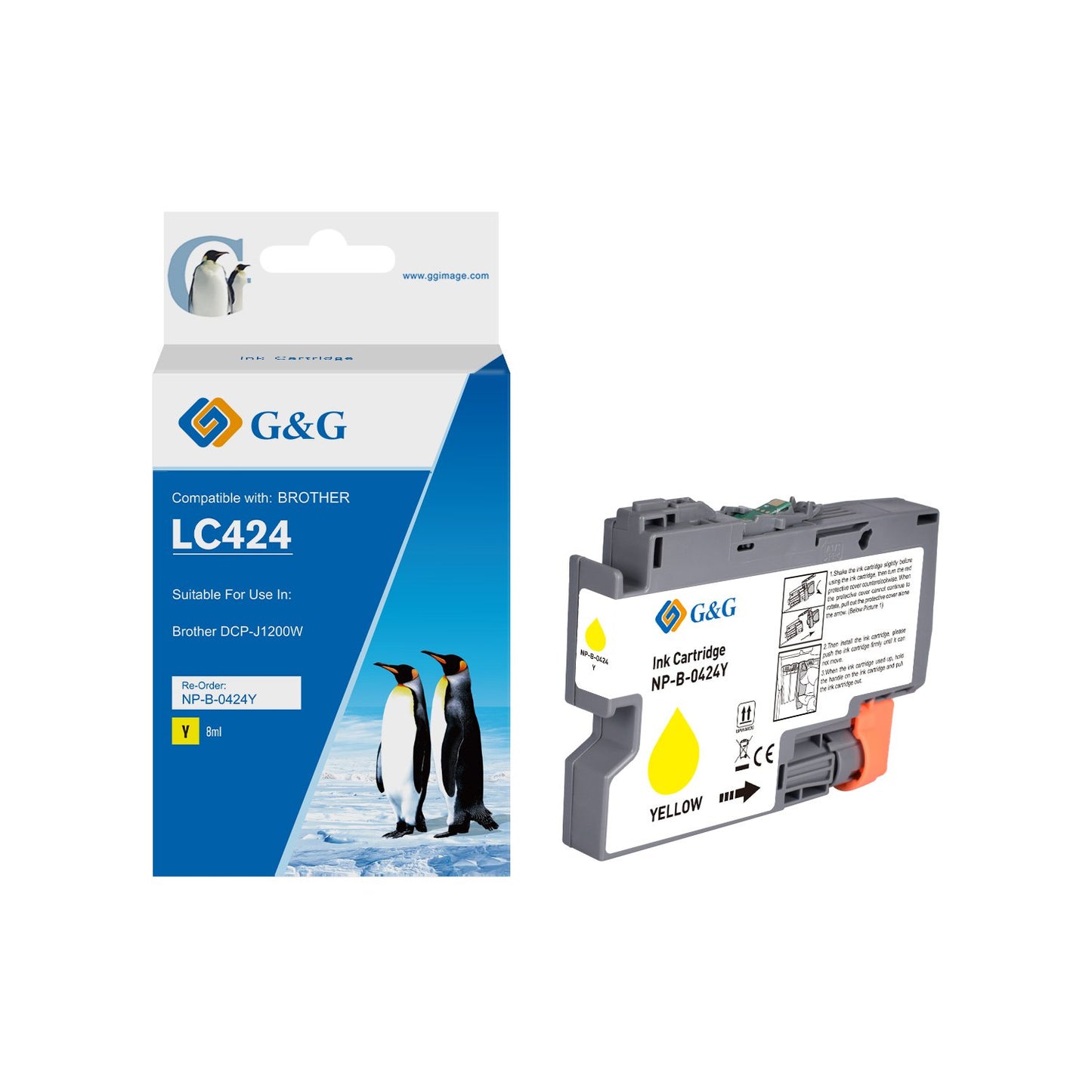 Compatible Brother LC424Y Yellow Ink Cartridge 8mll Dye 750 Pages