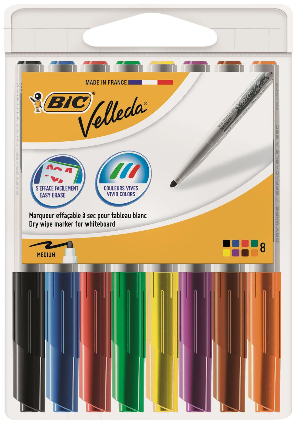 Bic Velleda 1741 Whiteboard Marker Bullet Tip 1.4mm Line Assorted Colours (Pack 8) - 9581661