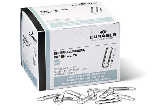 Durable Zinc Plated Paper Clips 1000 - WHILE STOCK LASTS
