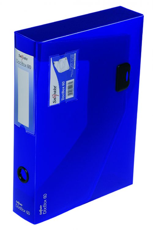 Snopake DocBox Polypropylene A4 60mm Spine Width Push Lock Closure Blue - 12867