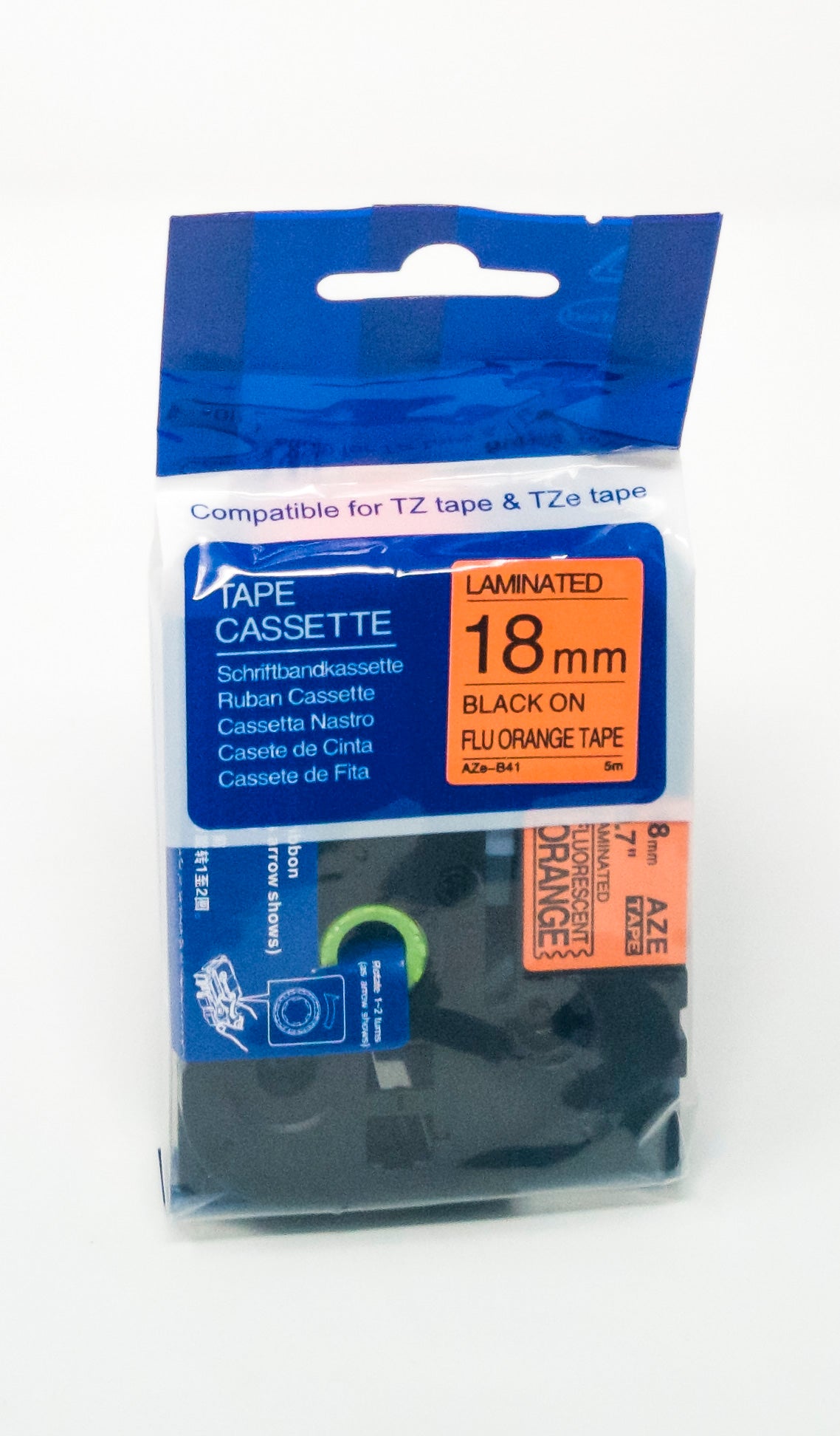Compatible Brother P-Touch TZe-B41 Labelling Tape Cassette Black on Fluorescent Orange also for TZ-B41