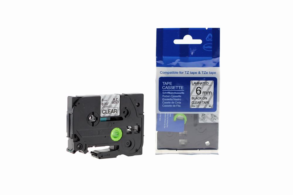 Compatible Brother P-Touch TZe-111 Labelling Tape Cassette Black on Clear also for TZ-111