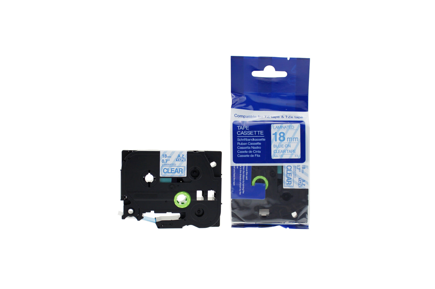 Compatible Brother P-Touch TZe-143 Labelling Tape Cassette Blue on Clear also for TZ-143