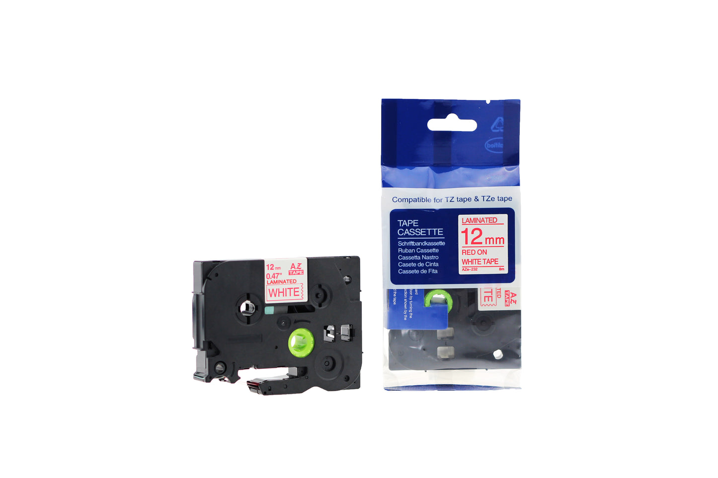 Compatible Brother P Touch TZe-232 (YT-232) Labelling Tape Cassette Red on White also for TZ-232
