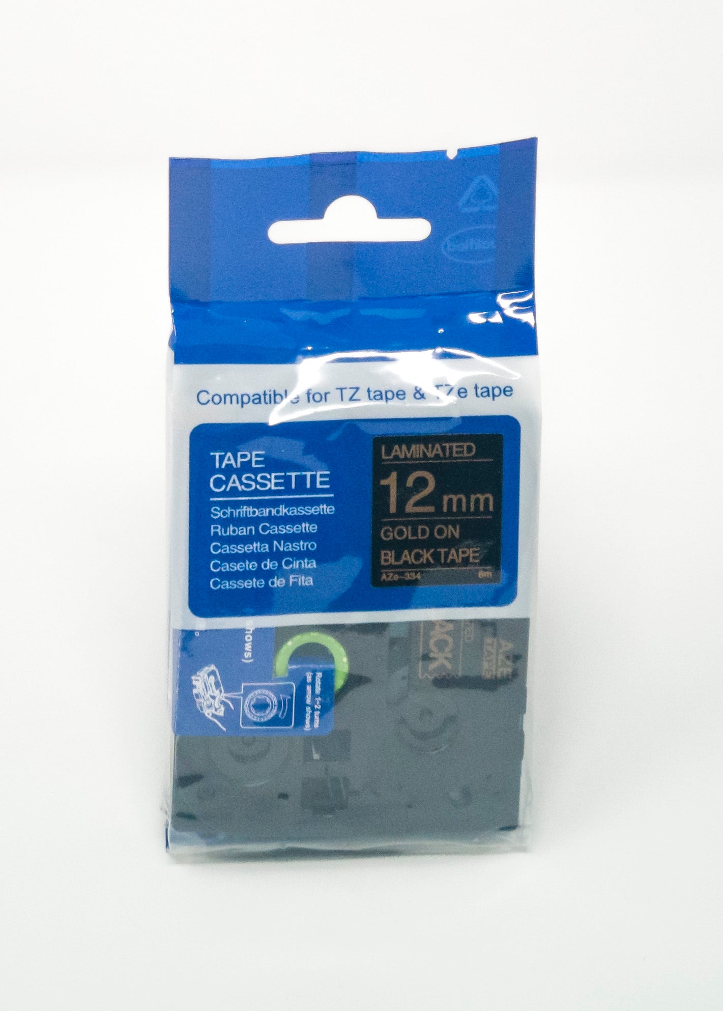 Compatible Brother P-Touch TZe-334 Labelling Tape Cassette Gold on Black also for TZ-334
