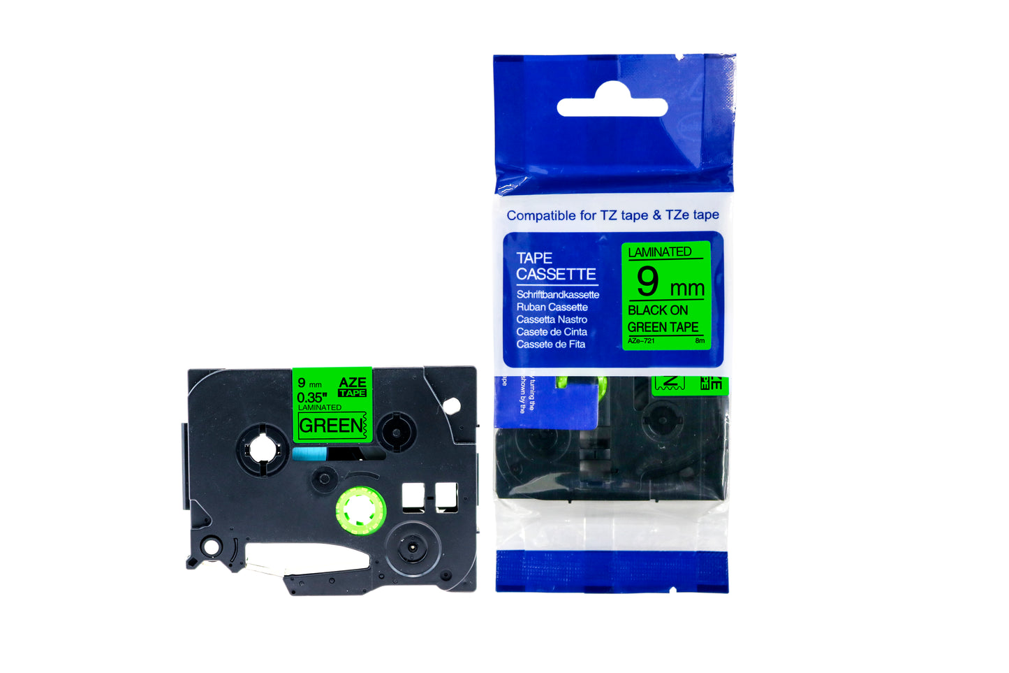 Compatible Brother P-Touch TZe-721 Labelling Tape Cassette Black on Green also for TZ-721