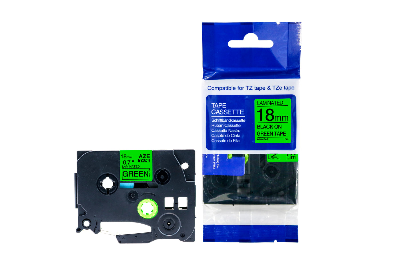 Compatible Brother P-Touch TZe-741 Labelling Tape Cassette Black on Green also for TZ-741