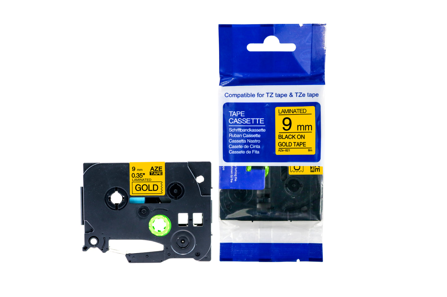 Compatible Brother P-Touch TZe-821 Labelling Tape Cassette Black on Gold also for TZ-821