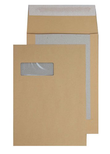 Blake Everyday Envelopes C4 Manilla Pocket Window Peel and Seal Board Back 120gsm 324x229mm (Pack 125) - 13901MW