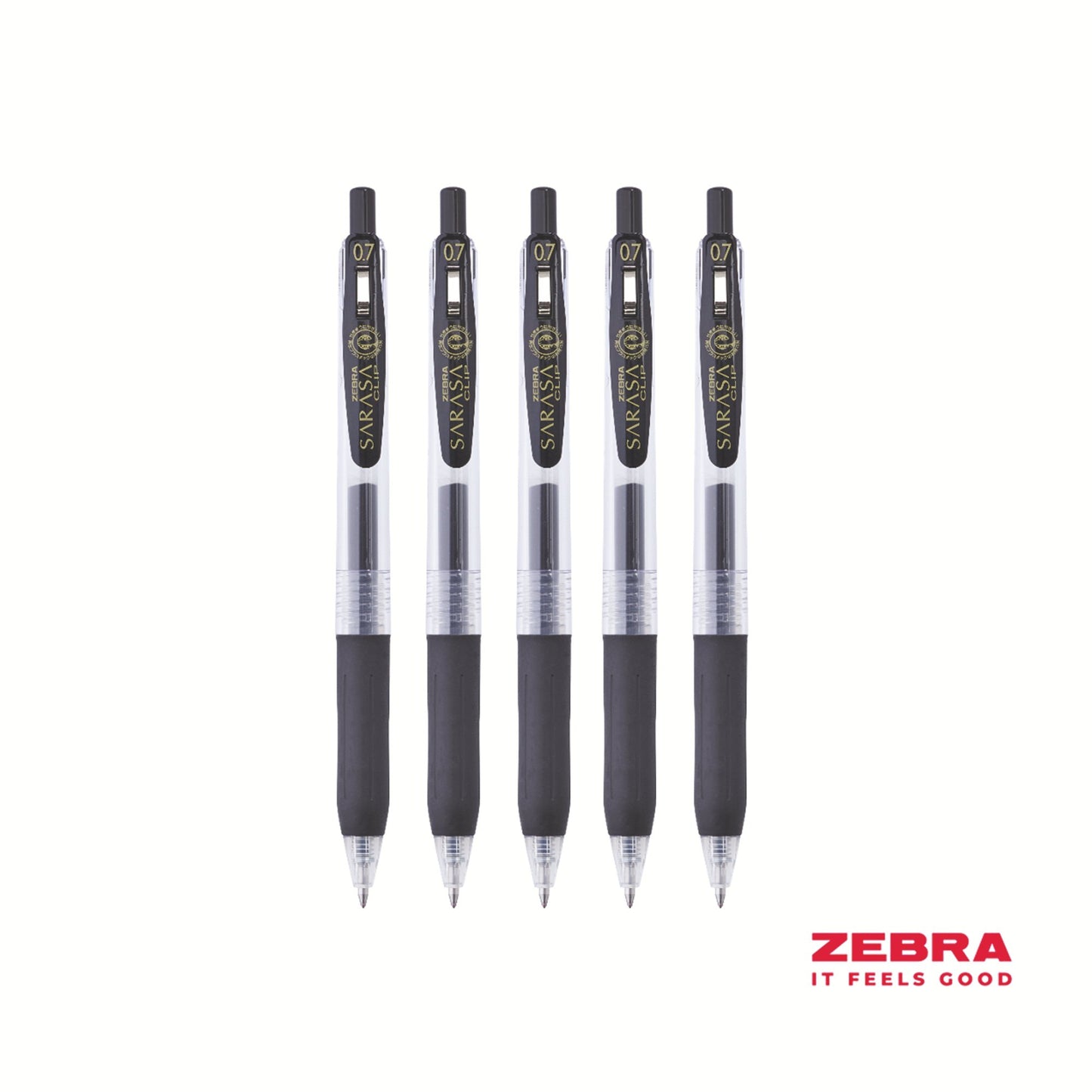 Zebra Eco SARASA Gel Retractable Rollerball CLIP 0.7mm Pen Black Ink Box 12