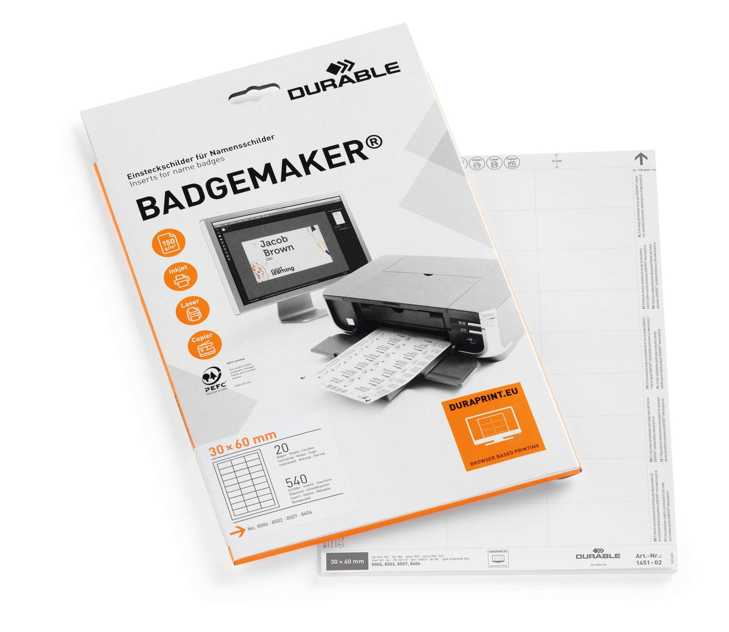 Durable BADGEMAKER Insert 30x60mm (540)
