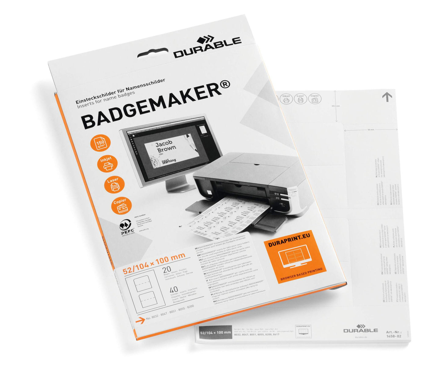 Durable BADGEMAKER Inserts 52x100mm (40)
