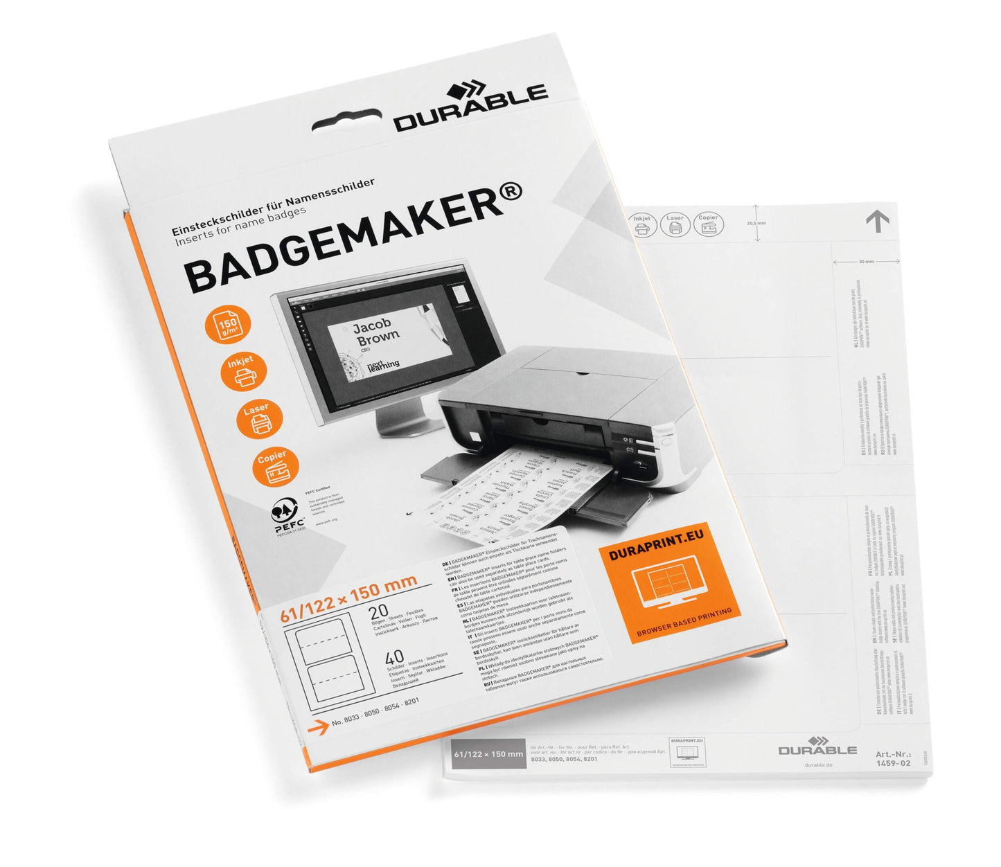 Durable BADGEMAKER Inserts 61x150mm (40)