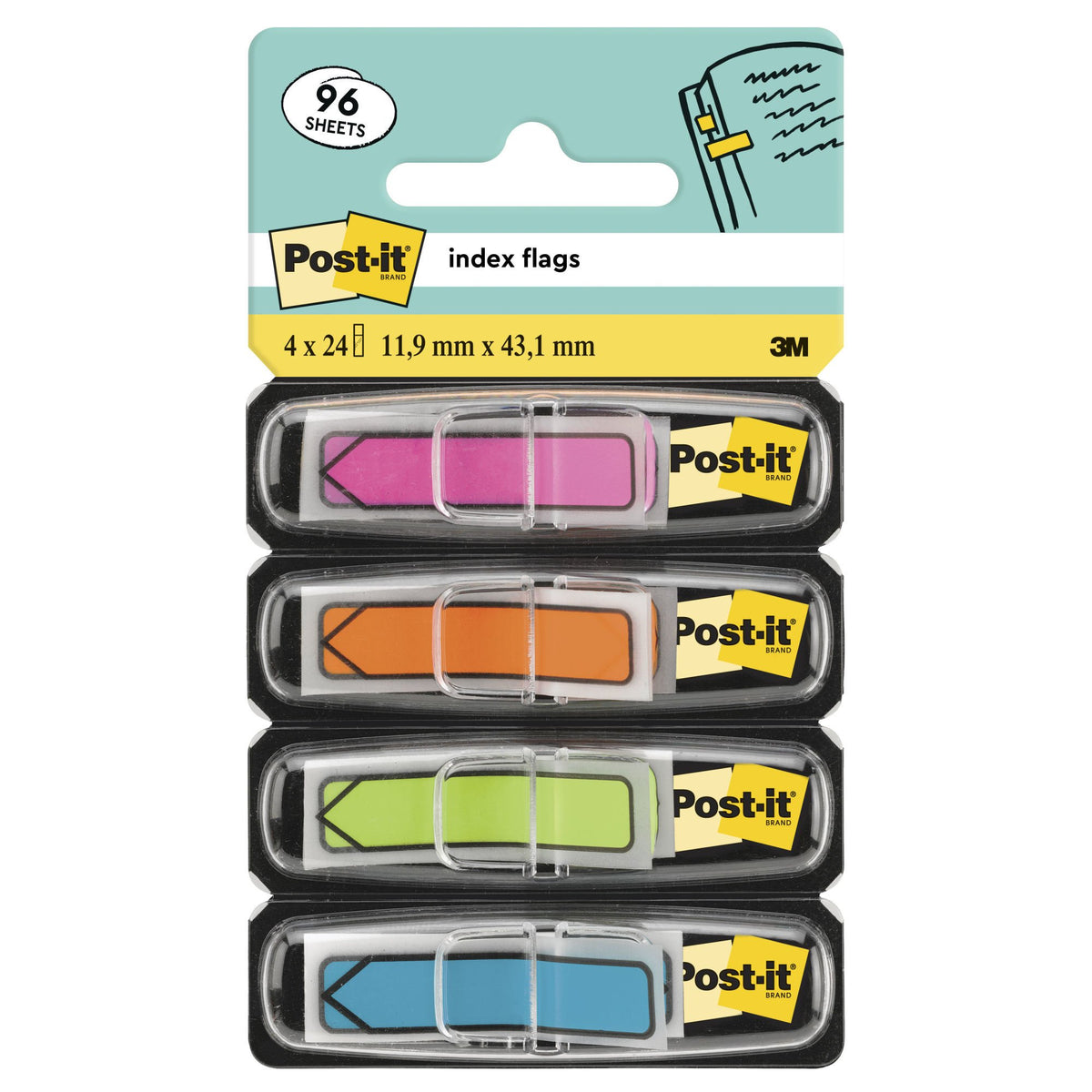 Post-it Index Arrow Flags, Blue, Orange,