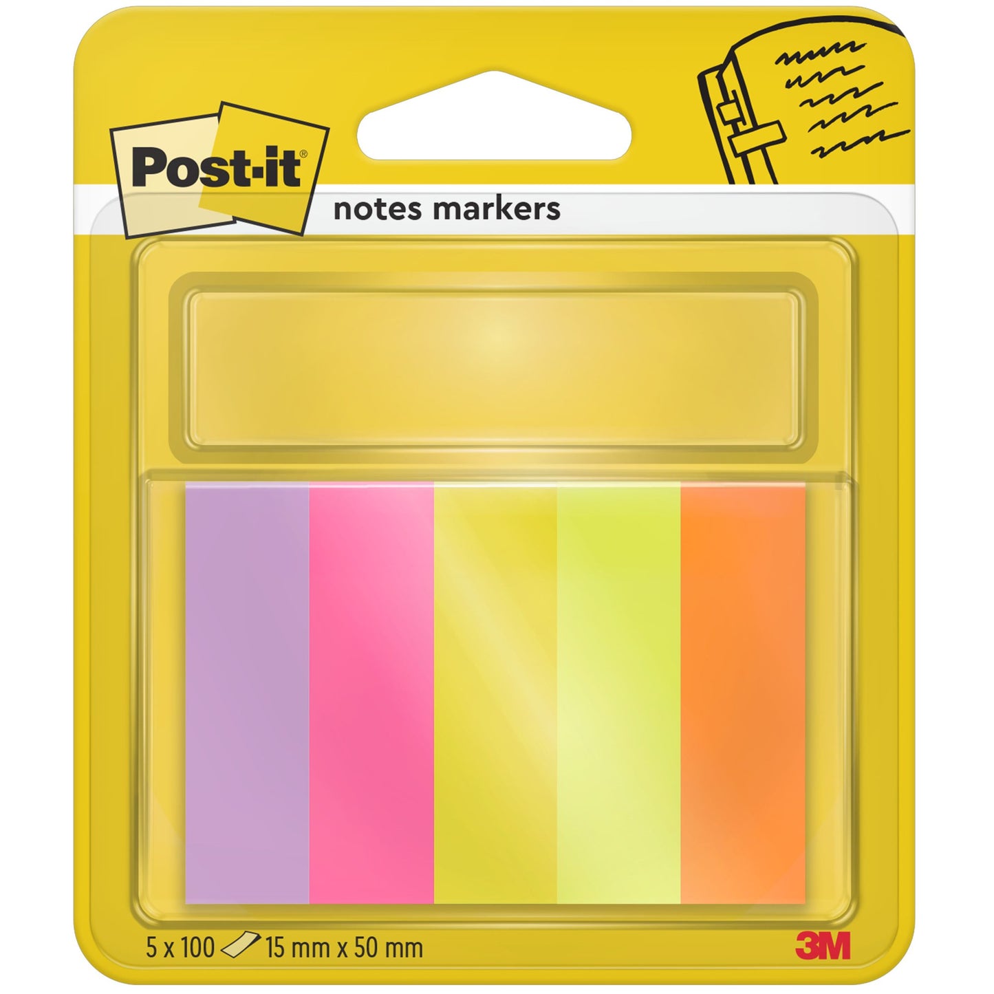 Post-it® Notes Markers Assorted Colours 15 mm x 50 mm 100 Sheets/Pad 5 Pads/Pack 100% PEFC SGSCH-PEFC-COC-110078