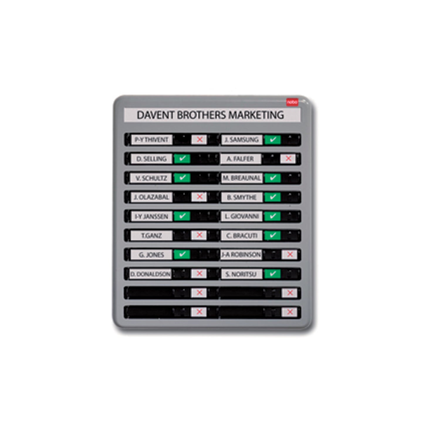 Nobo In/Out Board 20 Names Grey 470x430mm 35538093 DD