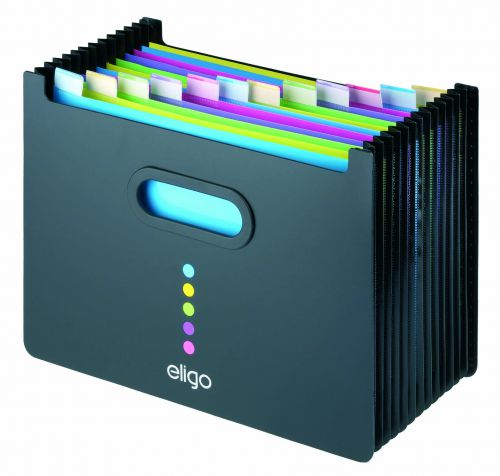 Snopake Eligo Desk Expander Polypropylene A4 13 Part Landscape Black - 15174