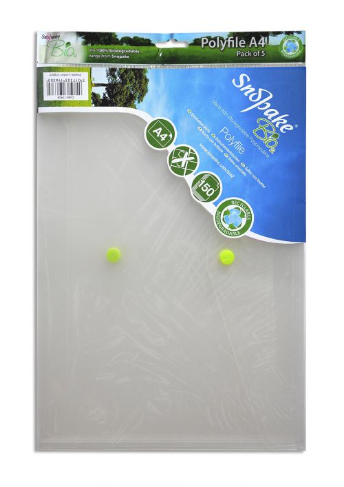 Snopake Bio Polyfile Wallet File Polypropylene A4 Clear (Pack 5) - 15428