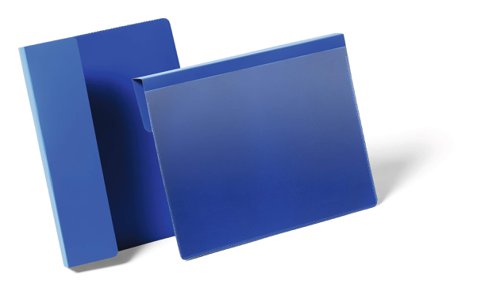 Durable Hanging Ticket Holder Label Pocket Document Pouch A5 Blue (Pack 50) - 172207