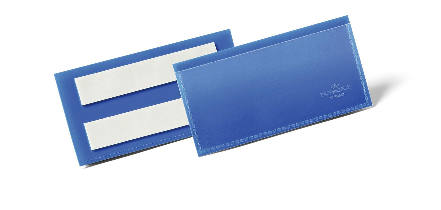 Durable Adhesive Pocket 100x38mm Blue (50)